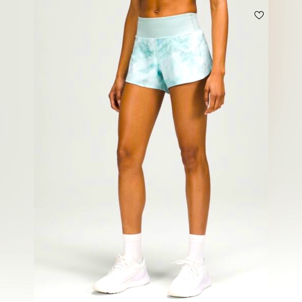 lululemon Speed Up LR Short 2.5” Size 6 NWT Diamond Dye White Sheer Blue Sliver